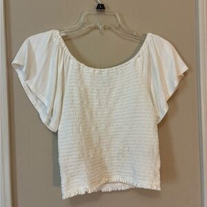 Good Luck Gem White Smocked Blouse